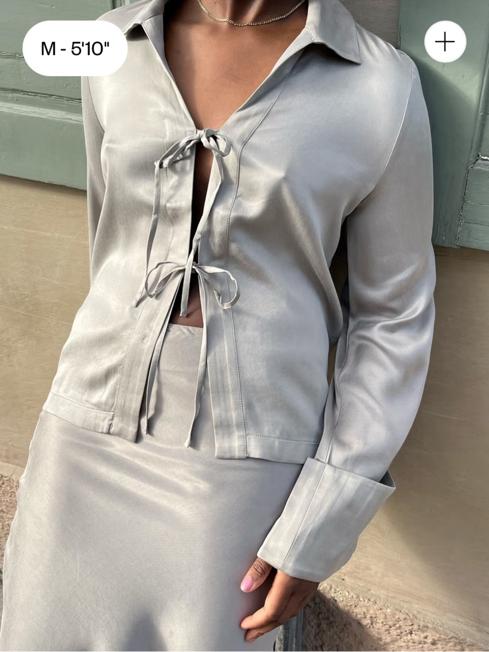 NWT Djerf Avenue Occasion Top in Rain Taupe Satin Blouse Sz S